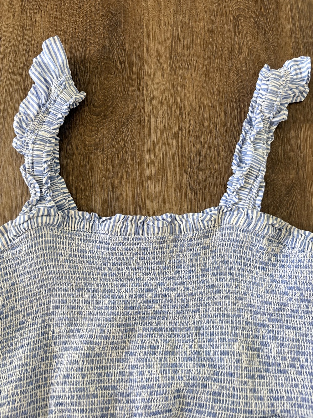 J.Crew Blue White Smocked Cotton Maxi Dress L Floral Cottagecore Beach Summer - Picture 6 of 9